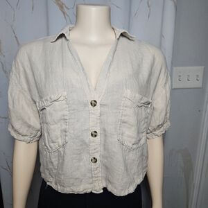 Women's Cream Button-Up Top